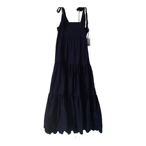 NWT JASON WU Navy  Tiered Shoulder Tie Maxi Dress Embroidered  Size S - Picture 6 of 16
